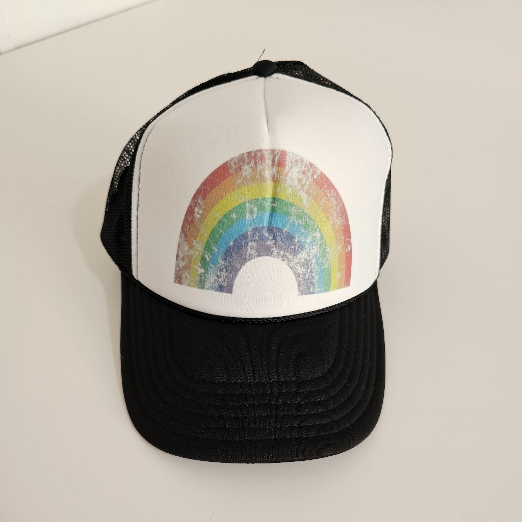 Dttd New Snapback Hat, Distressed Rainbow Design, Trucker Style , Mesh , Unisex